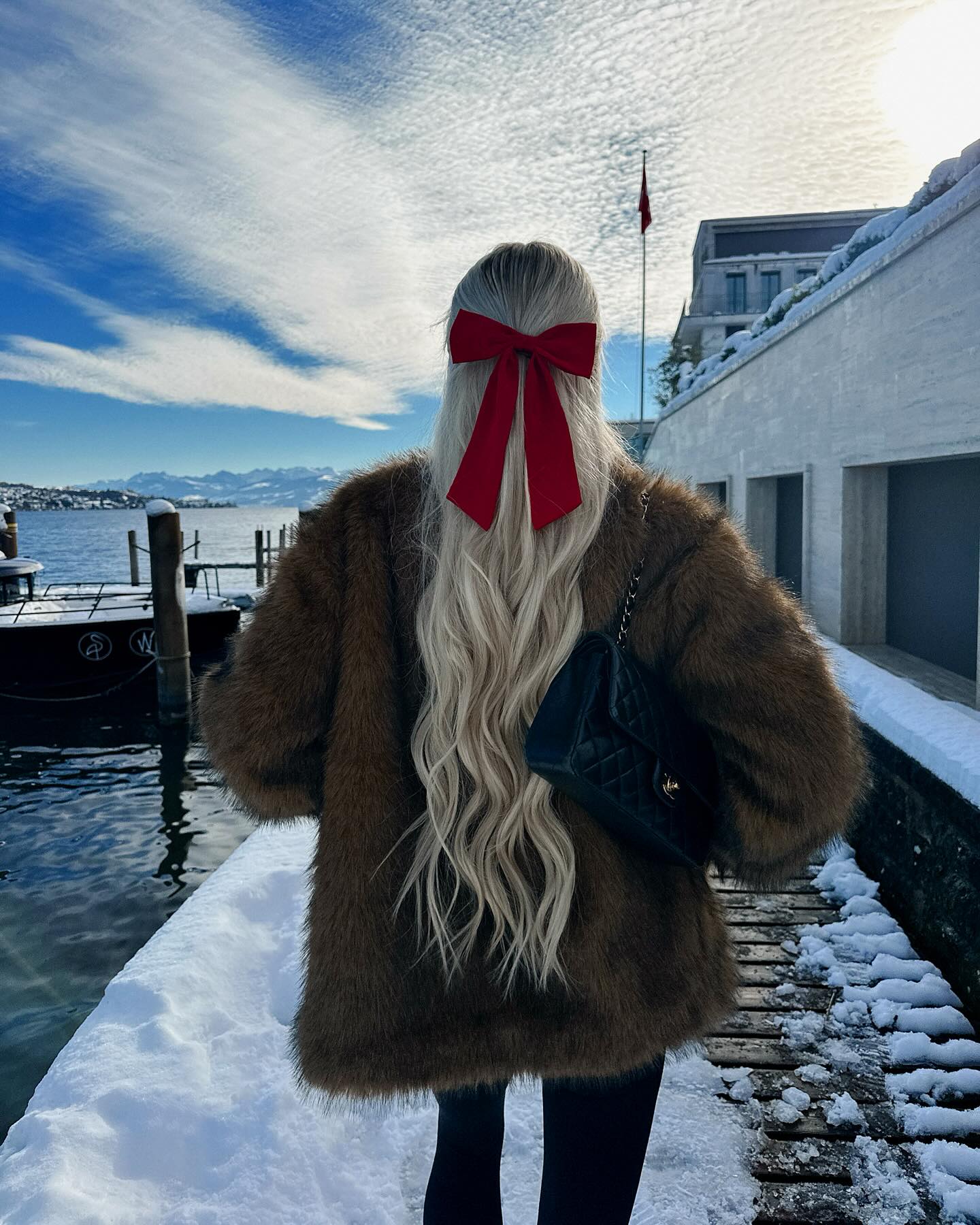 Photo #4 from annisofiagerlach with the caption: .
.
.
#zara #ootd #fashion #style #bag #blonde #black #dress #white #streetstyle #europe #happy #germany #inspo  #fakefur #berlin #outfit #daily #travel #sun #coat #sneaker #travel #winter #boots #hm #snow #christmas